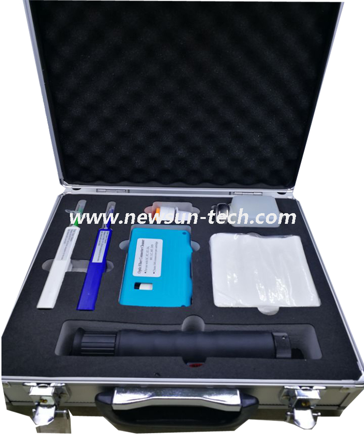 NSK-017 Fiber Optic Cleaning Tool Kit with 1.25mm&2.5mm Hand Held Fiber Microscope
